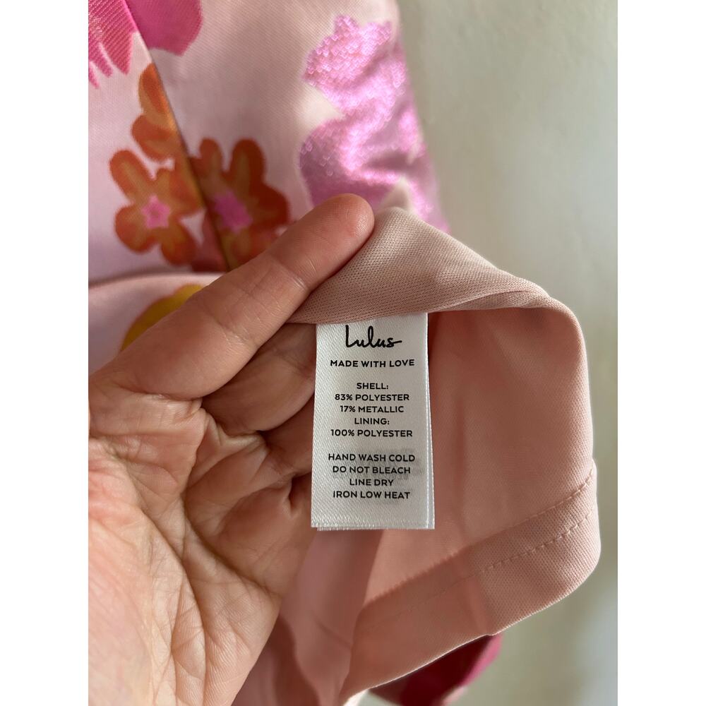 Lulu's Pink Floral Puff-Sleeve Mini Dress - Picture 10 of 13